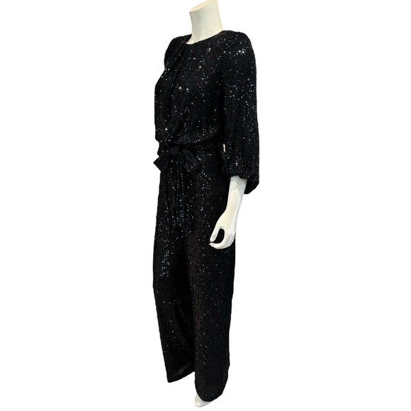 New Vince Camuto Black Sequined Wide Leg Jumpsuit - Picture 5 of 15